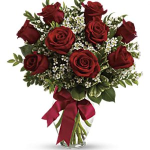 10 Red Roses with Gypsophilia