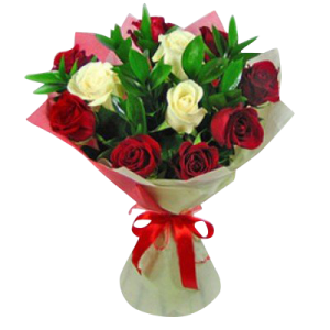 8 Red Roses and 3 White Roses Bouquet