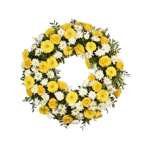 Yellow and White Sympathy Wreath