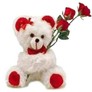 3 Red Roses with 20cm Bear