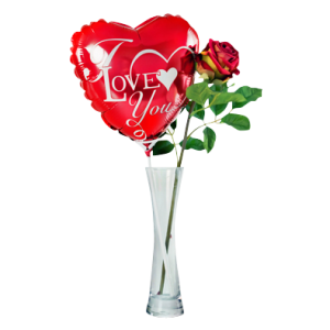 1 Red Rose with 1 Mylar Love Balloon