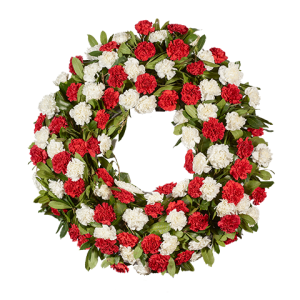 Red and White Carnation Sympathy Wreath