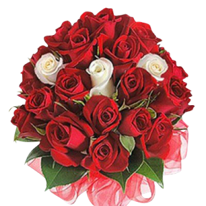 18 Red Roses and 3 White Roses Bouquet